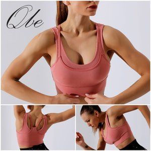 Qbe 2 pcs Women Yoga Workout Seamless Bra Crop Top